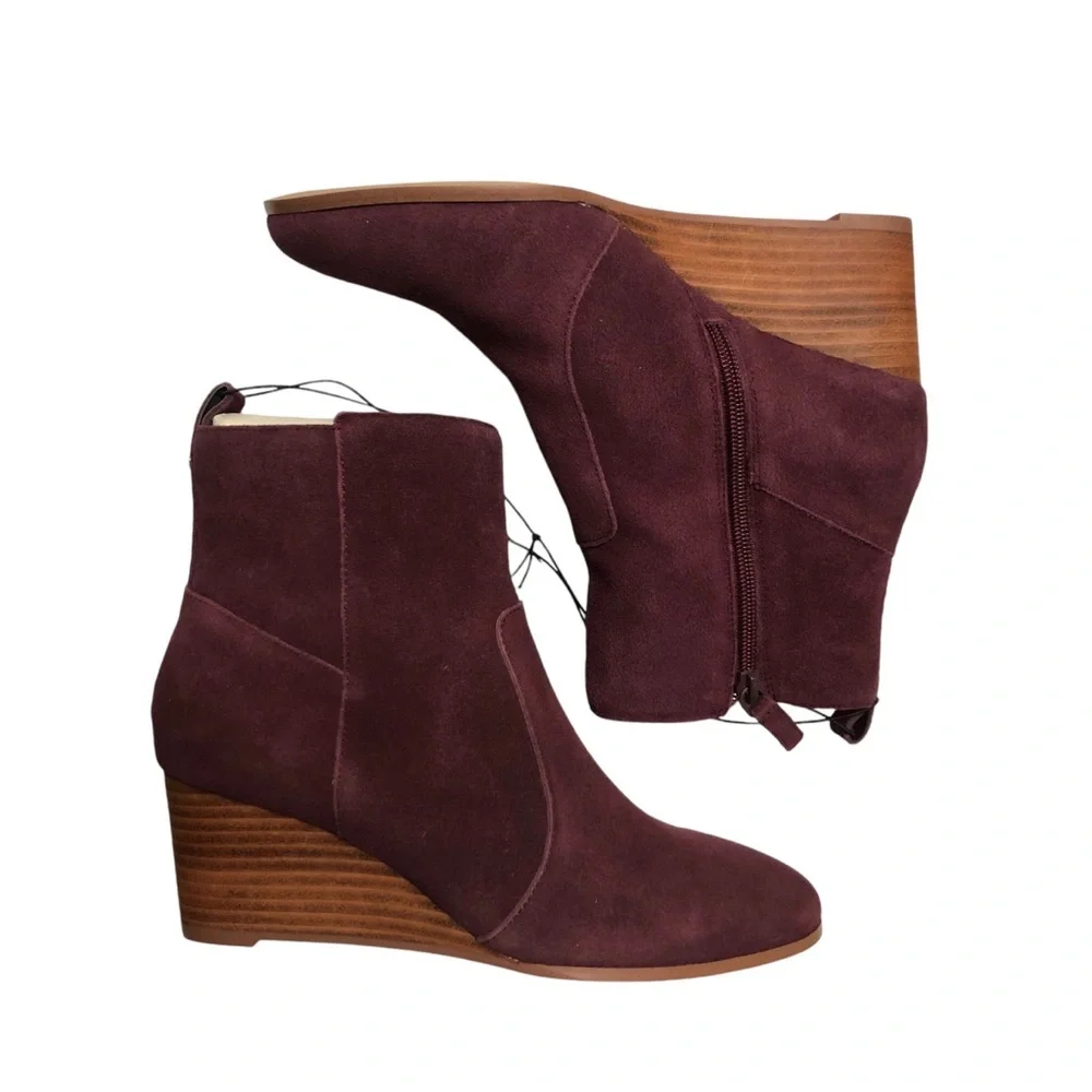 Wedge Boots | Genuine Leather | Burgundy